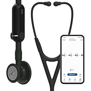 3M Littmann CORE Digital Stethoscope, Our Most Advanced Stethoscope Yet, Up To 40x Amplification*, Active Noise Cancellation, In-App Sound Wave Visualization, Black-Finish Chestpiece, 8480