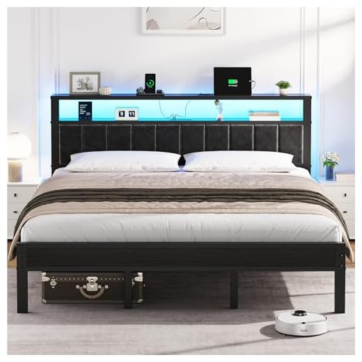 Smart King Bed Frame with LED Features