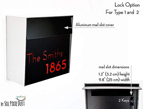 Mailbox With Aluminum Brush Silver Face, Black Aluminum Body And Orange Acrylic Number, Modern Design, Custom Wall Mounted Mailbox, Type 1 #TOP6