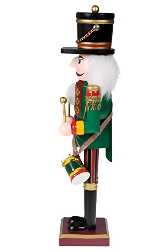 Clever Creations Green Drummer 12 Inch Traditional Wooden Nutcracker, Festive Christmas Décor for Shelves and Tables - Thumbnail 4