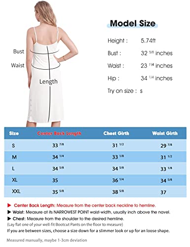 Mancyfit Full Slip Dress For Women Spaghetti Strap Under Cami Slit Soft Sleeveless Nightgowns (Medium, White) #TOP6