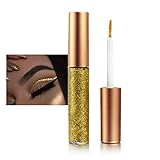 Rosarden Glitter Eyeliner Liquid, Gold Shimmer Eyeliner, Long-lasting Waterproof Quick-Drying Metallic Shimmer Glitter Liner, Ultra-Fine Tip Sparkle Eye liner for Multi Dimensional Eye Makeup