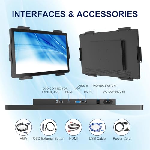 Image of Industrial Touch Display, 27 Inch FHD Capacitive Open Frame Touch Display, Large Touch Monitor with HD-MI VGA Ports for Retail Self-Service