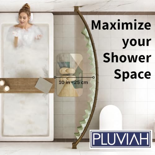 Pluviah 43-72 inch Stainless Steel Expandable Curved Shower Rod (Bronze) by Pluviah - Used condition - Image 2