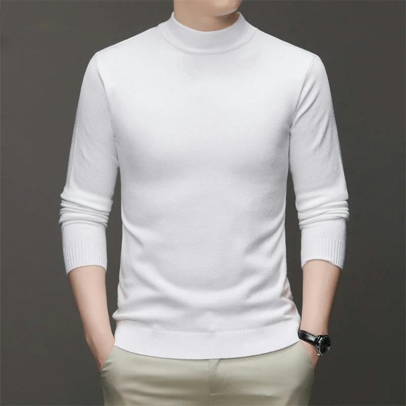 Men's High Neck Long Sleeved Solid Color Sweater Soft Warm and Comfortable Men's Sweater4