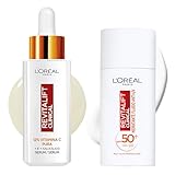 Rutina L'Oréal Paris Revitalift Clinical Sérum Facial Vitamina C, Piel más luminosa, Poros menos visibles, 30ml+Fluido Hidratante Anti-UV SPF50+, Con Vitamina C. Protege tu Piel del Sol, 50ml