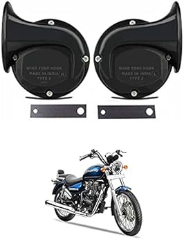 RKPSP Universal Windtone Jalwa Horn (2 and 4 Wheelers), Black Color, Heavy Plastic Body, Set of 2, 12V Voltage for Thunder Bird Universal for All Models
