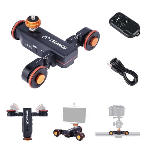 Image of YELANGU L4X Mini Motorized Electric Track Slider for Cameras, with Remote Control, 3-Wheels Wirelesss Camera Video Auto Dolly' Rail Slider Dolly Car for DSLR,Cameras,Mobile Phones