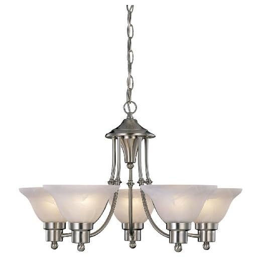 Hardware House 544452 54-4452 Bristol 5 Light Chandelier, 24"x15", Satin Nickel