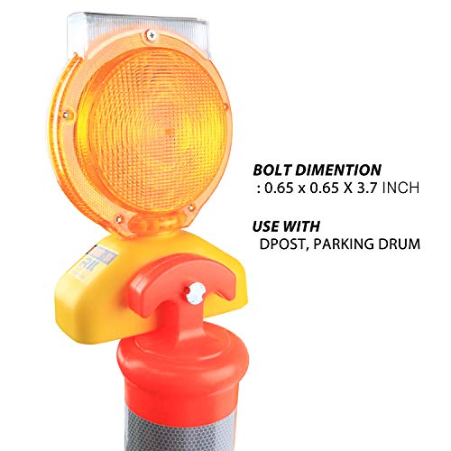 (One Ea) RK Safety BLIGHT-ST Solar Rechargeable Barricade Amber LED Warning Lights | Traffic signal Flashing 2-Sided Visibility, Type A/C, 3-Way Operation Switch | W/Switch Pin and Bolt - Thumbnail 6