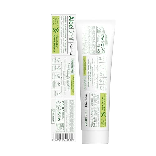 AloeDent Aktivkohle Zahnpasta ohne Fluorid - Natürliche Minze, SLS-frei, Whitening Zahnpasta, Gesundes Zahnfleisch, Vegan, 100ml – Bild 3