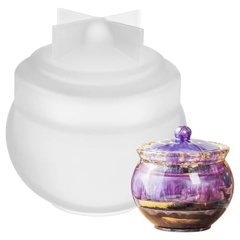 KALLORY Jar Resin Molds with Lid, Epoxy Molds Extra Large Jars Silicone Mold for Storage Bottle,Candle Holder,Candy Container, Epoxy Casting Craft, Pot Cover