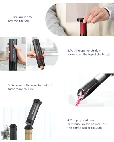 Image of CIRCLE JOY Rechargeable Electric Wine Opener Set 7-in-1 Aluminum Alloy Wine Gift Set with Electric Corkscrew, Foil Cutter, Wine Pourer, Storage Base, Vacuum Pump and 2 Wine Stoppers