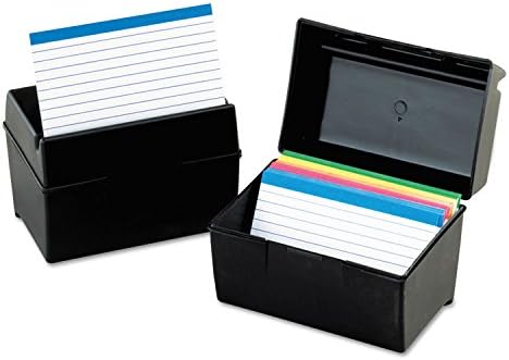 Oxford Plastic Index Card Box, 4 x 6 Inches, 400 Card Capacity, Black (01461) image 5