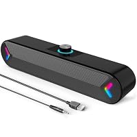 LENRUE Computer Speakers,Wired USB-Powered PC Speakers with 10W Stereo Sound,Sound-bar Speakers for PC Desktop Computer Laptop Monitor