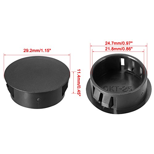 Image of uxcell Hold Plugs,20pcs 24.7mm x 11.4mm Black Nylon Round Snap Locking Hole Plugs Cover