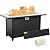 45 Inch Fire Table for Outside 60000 BTU Steel Gas Fire Pit Outdoor Fire Pit Table with Woodgrain Marble Tabletop Glass Wind Guard Cover and Blue Crystal Beads