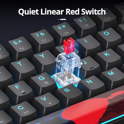 Image of 65 Percent Gaming Keyboard 68 Keys Mechanical Keyboard LED Backlit Ultra Compact Wired Key Board with Red Switch for Windows Laptop Gamer(68Dark)