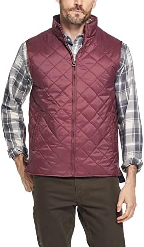 Weatherproof Vintage Mens Quilted Puffer Vest - Lightweight Padded Insulated Vest for Men (Red Mahogany, Diamond Medium)