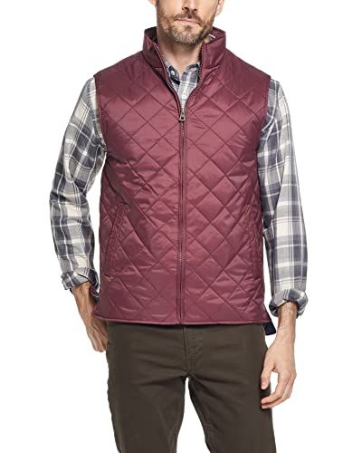 Weatherproof Vintage Mens Quilted Puffer Vest - Lightweight Padded Insulated Vest For Men (Red Mahogany, Diamond Medium) #TOP23