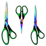 CCR Schere,Mehrzweck-Büroschere Mit Rostfreier Stahl Bunte Titan-Beschichtung，Komfortablem Griff，Scharfe Schere ，Geeignet Für Familien, Büro Und Schule，Grün/Schwarz，3 Stück