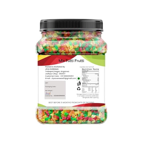Image of MarwarBites Mix Tutti Frutti Cherry | Jar Pack Tuti Fruity Fresh Cherries for Cakes & Cookies Decoration -Fresh Fruits- (Multi Colour) (400gm)
