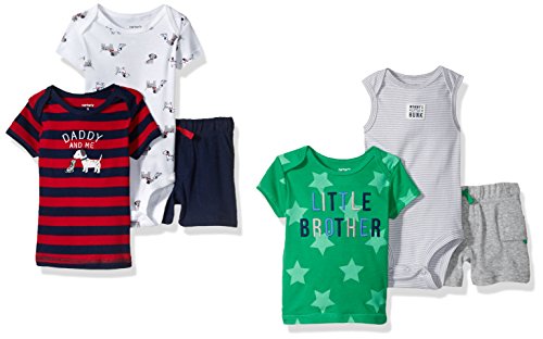 Carter's Baby Boys' 6-Piece Bodysuit Tee and Short Set, Puppy/Little Brother, 6 Months