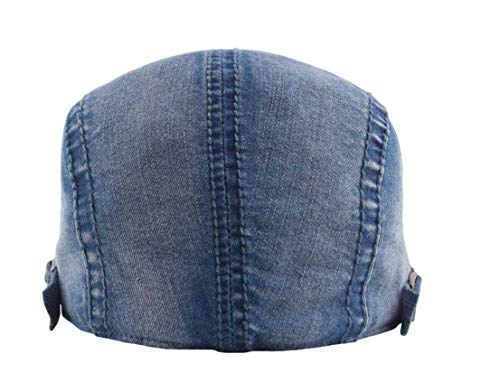 Image of Quanhaigou Unisex Denim Newsboy Hats Flat Ivy Gatsby Cabbie Driving Berets Hat Cotton Dad Cap for Men Women