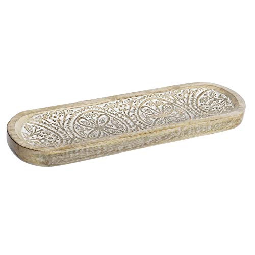 D,casa - Bandeja vaciabolsillos Tallado Mango Natural Floral