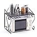 Etagère Micro-ondes en Métal, Support de Four Micro-onde Amovible Rangement de Cuisine avec 2 niveaux pour Placer Four à Micro-ondes, Vaisselle, Cafetière, Assiette ou Épices (Noir)