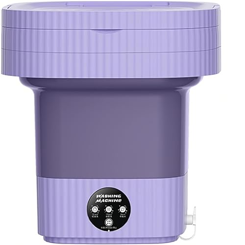 Foldable Washing Machine, Portable Washing Machine Foldable for Baby Clothes Underwear Small Items, Foldable Mini Washing Machine 2 Modes for Apartments, Dorms, Travel, Capacity 10L, Purple