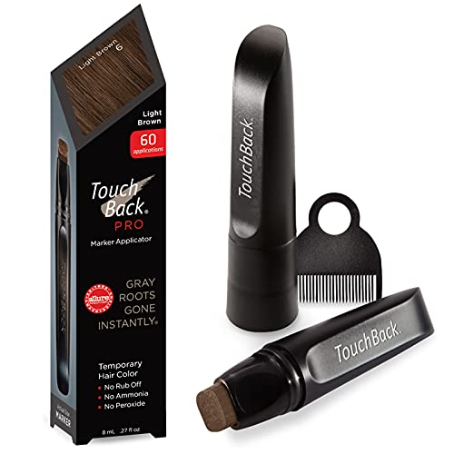 TouchBack PRO Light Brown Gray Root Touch Up Marker Applicator - Real Hair Color