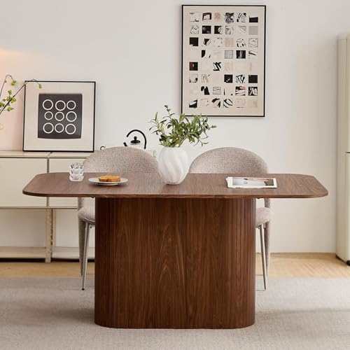 EGOONM Table à Manger Rectangulaire (160 x 90 x 75 cm), Table de Cuisine avec Plateau en MDF (Finition Grain de Bois), Idéale pour Salle à Manger, Cuisine, Restaurant ou Bureau (Grain de Noyer)