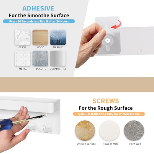 Echehi 6 Hooks Key Holder, Self-Adhesive or Drilled Wall Key Rack, Key Hooks Wall Mounted for Entrance Areas, Offices, Bathrooms, Living Rooms (White) - Cosy Home Interiors Echehi 6 Hooks Key Holder, Self-Adhesive or Drilled Wall Key Rack, Key Hooks Wall Mounted for Entrance Areas, Offices, Bathrooms, Living Rooms (White) - Image 6