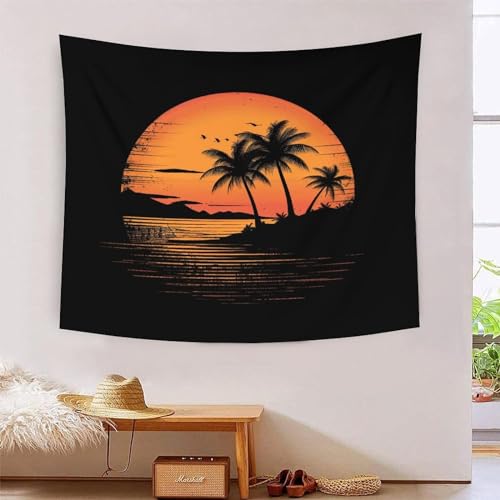 Couverture murale cocotiers 150x200cm en polyester doux pour décoration salon et chambre