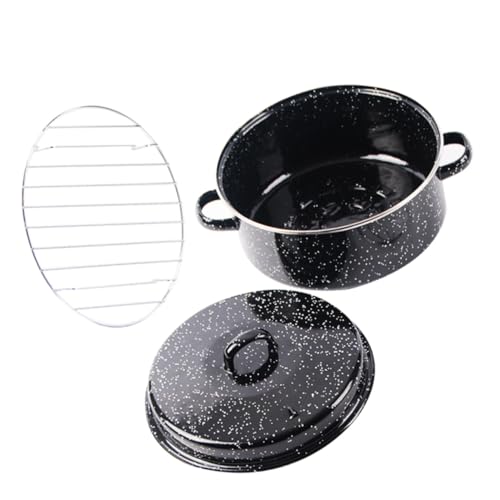 Zerodeko Enameled Roasting Pan with Lid High-temperature Resistant Cooking Pot