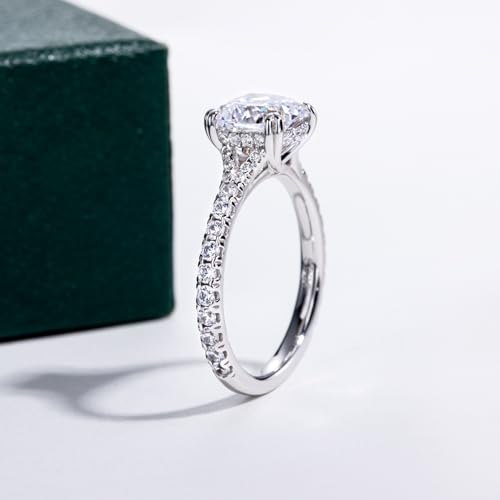 Bo.Dream Cubic Zirconia Engagement Rings for Women 2ct Cushion Cut Platinum Plated 925 Sterling Silver2