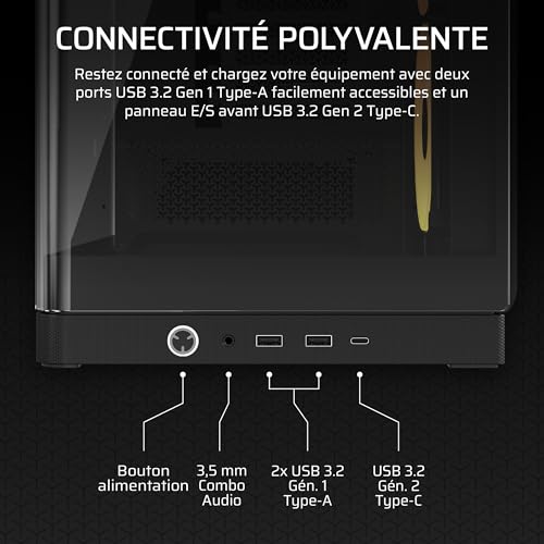 Corsair Frame 4500X LX-R RGB Link Boîtier PC Moyen-Tour en Verre panoramique – Système de Fixation du Ventilateur InfiniRail, Peut accueillir Deux radiateurs de 360 mm, 3X LX120R RGB Link – Noir