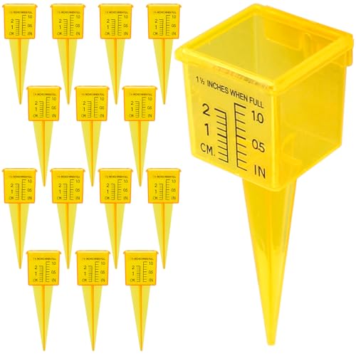 Pletpet 10&15&20P Rain Gauge Outdoor, 1.5\" Sprinkler Gauge Lawn Water Gauge for Rain with Wide Mouth Water Measuring Tool for Yard Garden Lawn Deco (10, Yellow)
