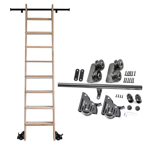 Herrajes para escalera estilo granero en acero negro con riel de 1 m 2