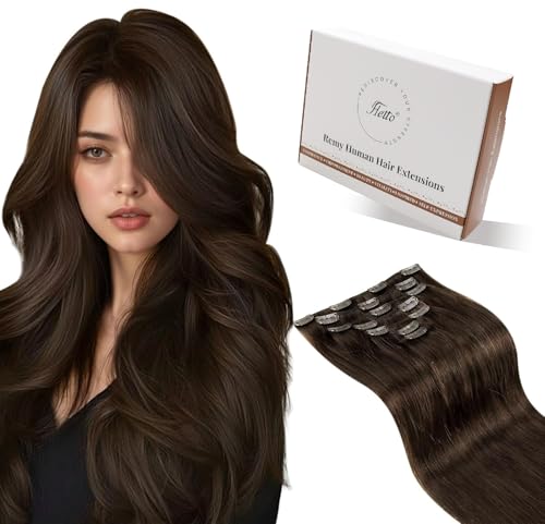 Hetto Real Hair Extensions Cip in Human Hair Brown Clip
