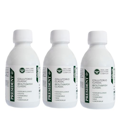 President KIT 3 COLLUTORIO CLASSIC Collutorio per uso quotidiano. Anti placca e anti carie. Azione rinfrescante antialitosi. 3X200ml