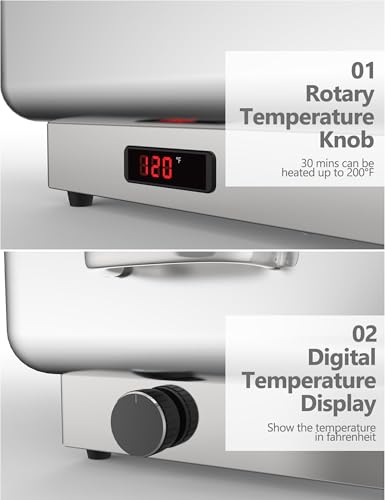Image of 2 Pack Electric Chafing Dish Buffet Set, 2 x 4.5 QT Stainless Steel Food Warmers with Digital Temperature Display, Buffet Servers & Warming Trays for Parties, Weddings, Catering
