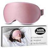 Weighted Eye Masks for Sleep Women: 3D Contoured Blackout Sleep Mask with Zero Pressure, Eyelash Friendly & Comfortable Blindfold for Airplane Travel, Night Shift Nurse, Yoga & Thoughtful Gift, Pink