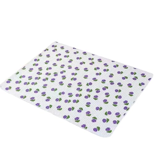 Odot Empapadores Reutilizables Cama Adultos, Empapadores Acolchado Absorbentes Lavables Protector de Cama Impermeable para Silla de Ruedas, Incontinencia (Flor de tulipán Morada B,100x150cm)