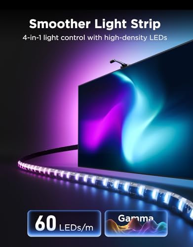 Image of Govee TV Backlight 3 with Dual 4MP Lens, TV Lights Sync to 55-65 Inch TVs | RGBWIC LED Strip Lights for Movie Night, Smart AI Color Filter, App & Voice Control, Compatible with Matter, 60LEDs /m, 11.8ft