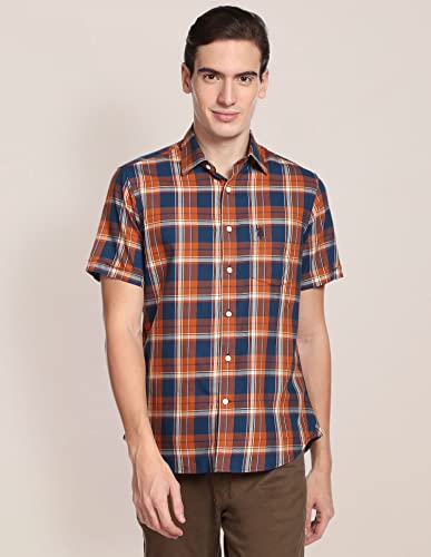 Image of U.S. POLO ASSN. Plaid Check Twill Casual Shirt(8905706591475) Rust