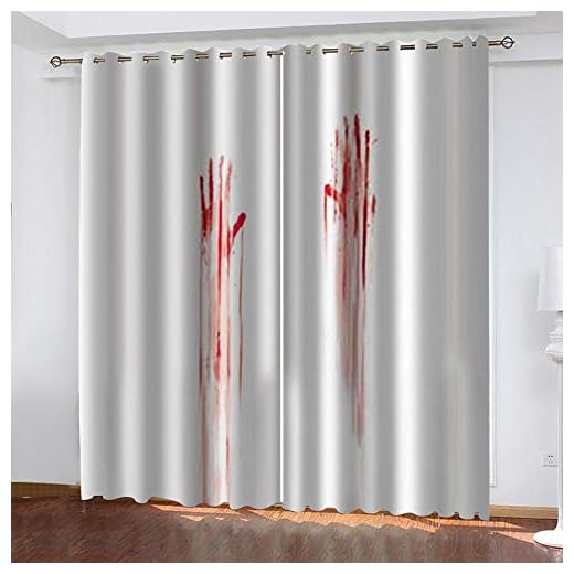 2 paneler mörkläggningsgardiner blod handtryck tryckta supermjuka termiska isolerade fönsterbehandlingsgardiner för sovrum vardagsrum, 5 x 140 cm B x 259 cm L