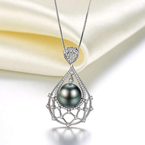 Viki Lynn Tahitian Cultured Black Pearl Necklace 10-11Mm Sterling Silver Jewelry For Women #TOP1