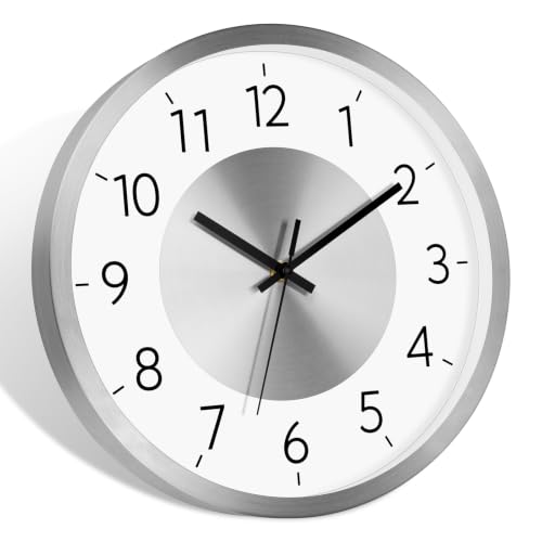 Foxtop 12" Modern Wall Clock Metal Silver Brushed Finish Silent Movement by Foxtop - Used condition - Image 7
